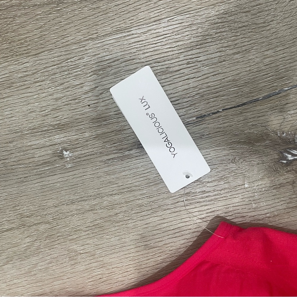 NWT Women's Pink Zip-Front Yogalicious Lux Seamless Katie Sports Bra - Picture 5 of 6